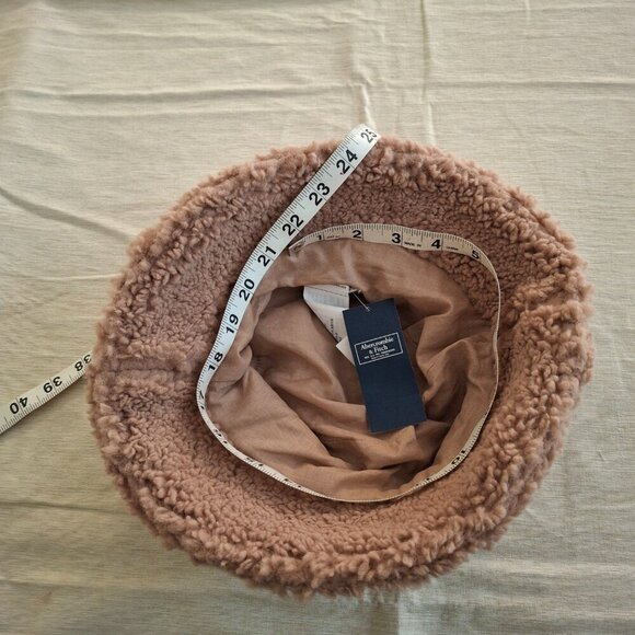 Abercrombie & Fitch Sherpa Brimmed Beanie Sz O/S Neutral Minimalist Preppy Beige - Picture 8 of 8